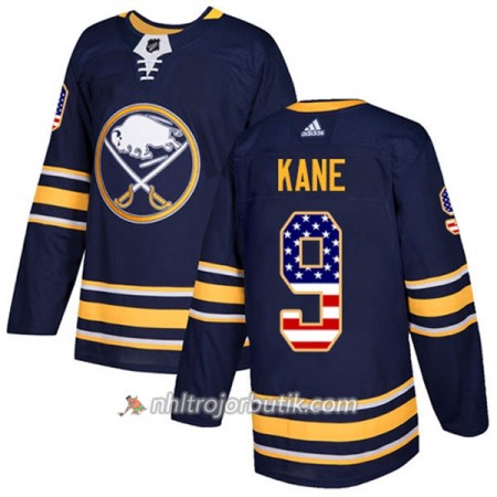 Män Ishockey Buffalo Sabres Tröja Evander Kane 9 Adidas 2017-2018 Marinblå USA Flag Fashion Authentic
